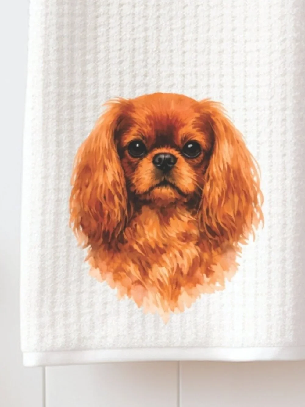 English Toy Spaniel Dog Waffle Weave Decorative Kitchen Tea Towel